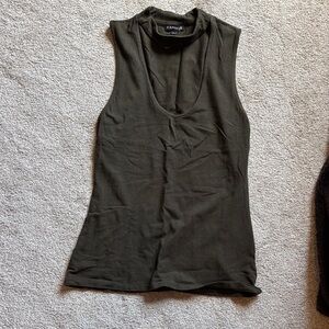 Dark Olive Tank Top w faux choker
